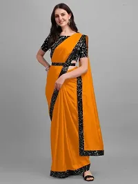 Stylish Silk Blend Saree with Blouse piece For Women-thumb1