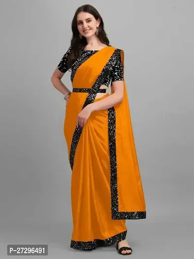 Stylish Silk Blend Saree with Blouse piece For Women-thumb2