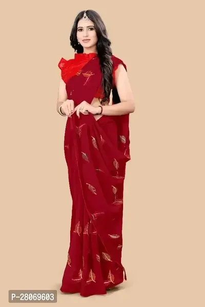 Fancy Georgette Saree With Blouse Piece For Women-thumb0