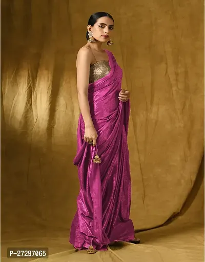 Stylish Lycra Saree with Blouse piece For Women-thumb0