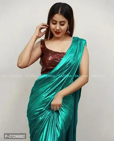 Stylish Lycra Saree with Blouse piece For Women-thumb0