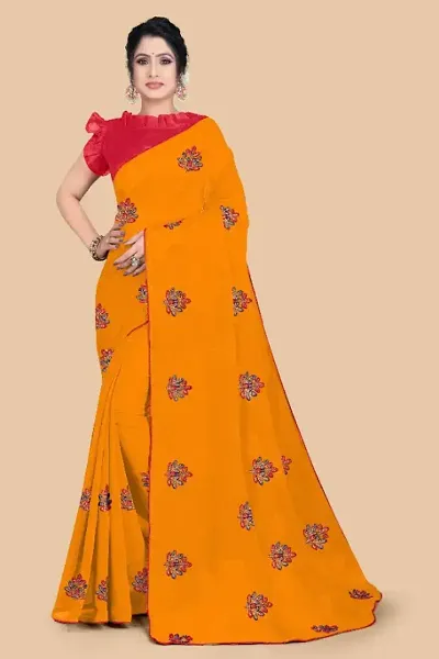 Glamorous Georgette Saree with Blouse piece 