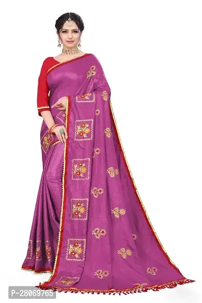 Fancy Silk Blend Saree With Blouse Piece For Women