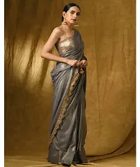 Stylish Lycra Saree with Blouse piece For Women-thumb1