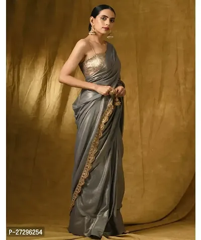 Stylish Lycra Saree with Blouse piece For Women-thumb2