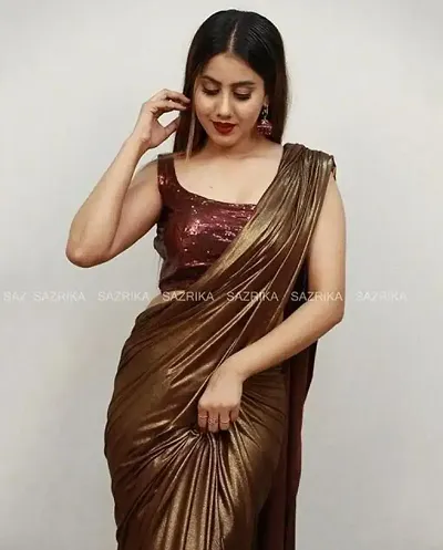 Must Have Lycra Saree with Blouse piece 