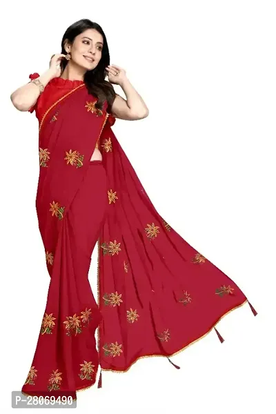 Fancy Georgette Saree With Blouse Piece For Women-thumb0