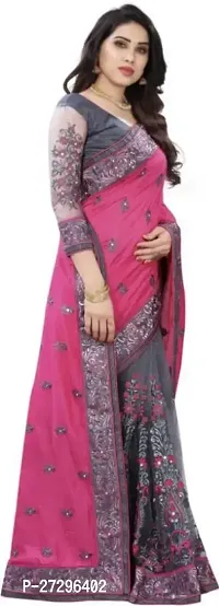 Stylish Net Saree with Blouse piece For Women-thumb2