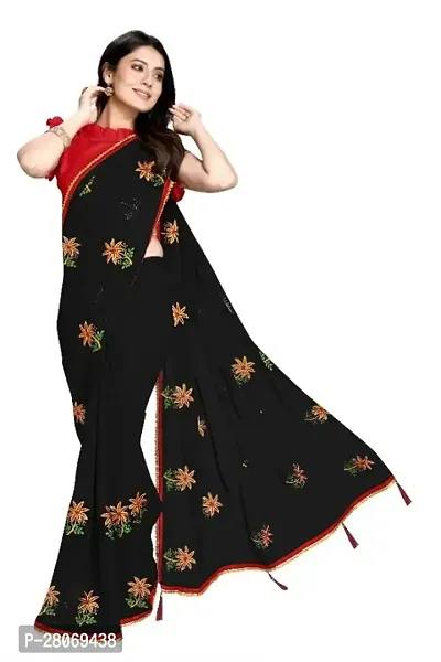 Fancy Georgette Saree With Blouse Piece For Women-thumb0