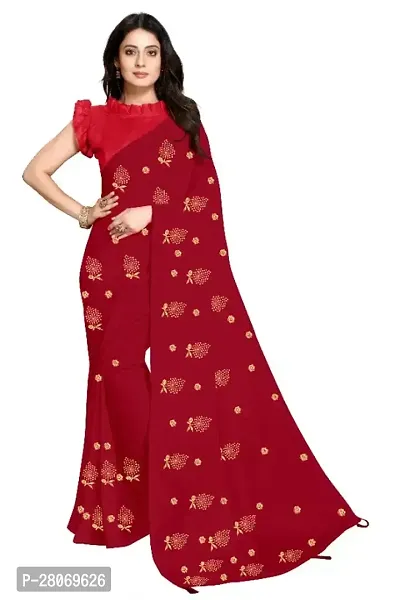 Fancy Georgette Saree With Blouse Piece For Women