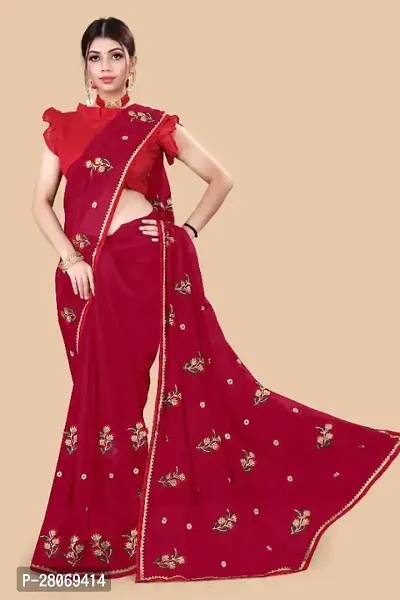 Fancy Georgette Saree With Blouse Piece For Women-thumb0