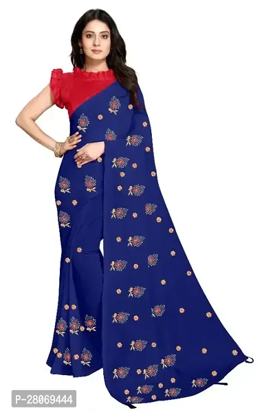 Fancy Georgette Saree With Blouse Piece For Women