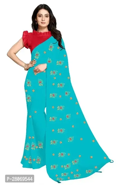 Fancy Georgette Saree With Blouse Piece For Women