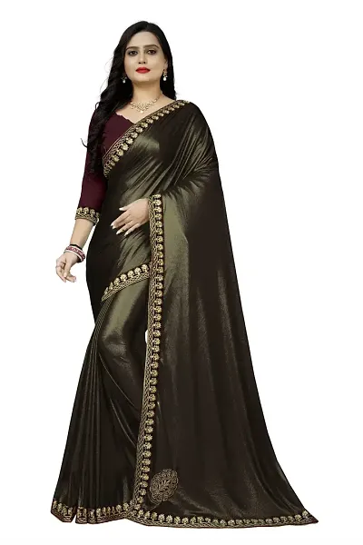 Elegant Lycra Blend Self Pattern Women Saree with Blouse piece