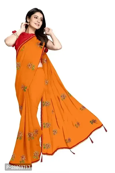 Fancy Georgette Saree With Blouse Piece For Women-thumb0