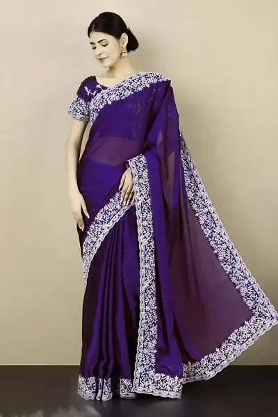 New In Georgette Saree with Blouse piece 