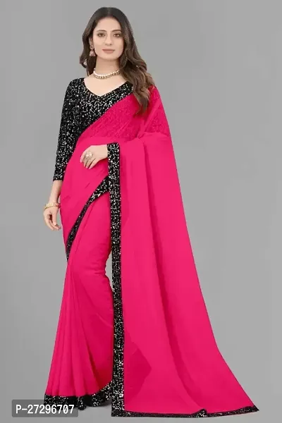 Stylish Georgette Saree with Blouse piece For Women-thumb0