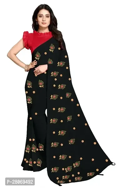 Fancy Georgette Saree With Blouse Piece For Women-thumb0