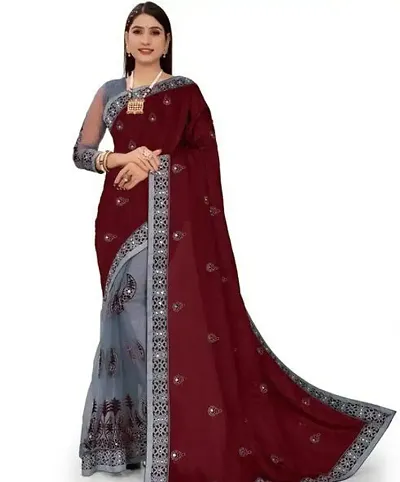 Elegant Art Silk Embroidered Women Saree with Blouse piece