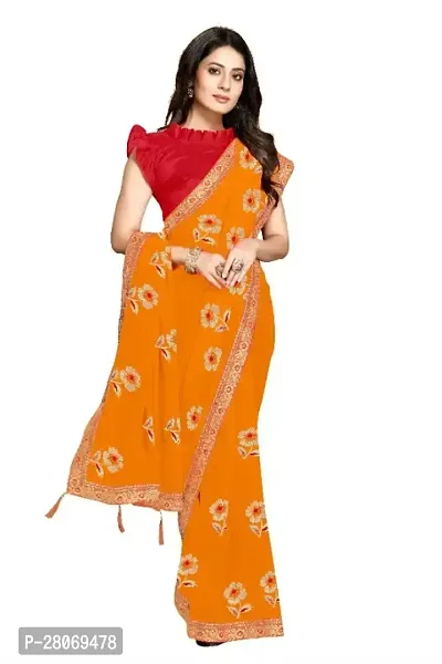 Fancy Georgette Saree With Blouse Piece For Women-thumb0