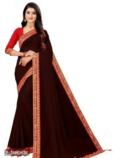 Fancy Silk Blend Saree With Blouse Piece For Women-thumb0