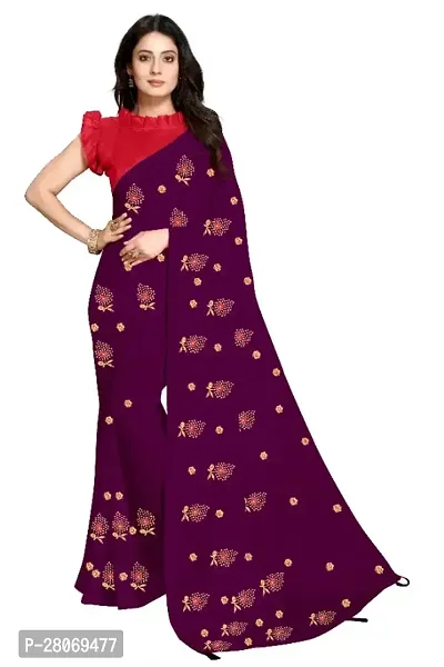 Fancy Georgette Saree With Blouse Piece For Women-thumb0