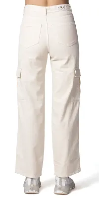 Stylish Off White Lycra Solid Jeans For Women-thumb1