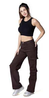 Stylish Coffee Lycra Solid Jeans For Women-thumb1