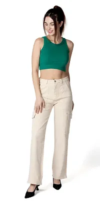 Stylish Beige Lycra Solid Jeans For Women-thumb3