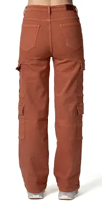 Stylish Brown Lycra Solid Jeans For Women-thumb1