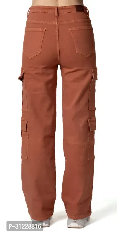 Stylish Brown Lycra Solid Jeans For Women-thumb2