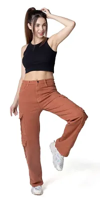 Stylish Brown Lycra Solid Jeans For Women-thumb3