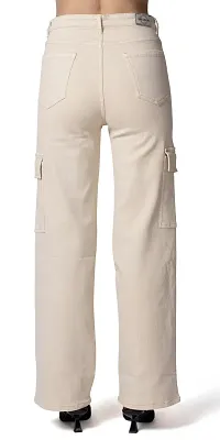 Stylish Beige Lycra Solid Jeans For Women-thumb1