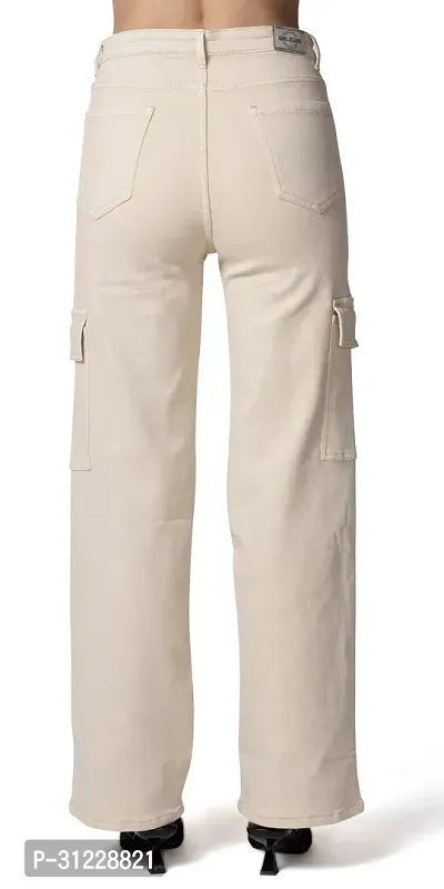 Stylish Beige Lycra Solid Jeans For Women-thumb2