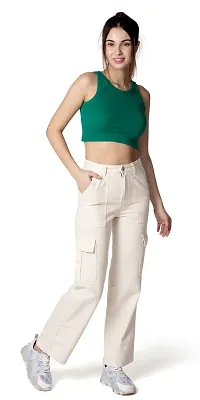 Stylish Off White Lycra Solid Jeans For Women-thumb3