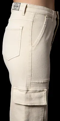 Stylish Beige Lycra Solid Jeans For Women-thumb2