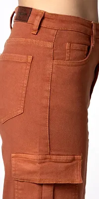 Stylish Brown Lycra Solid Jeans For Women-thumb2