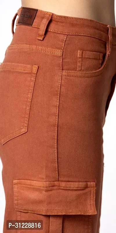 Stylish Brown Lycra Solid Jeans For Women-thumb3