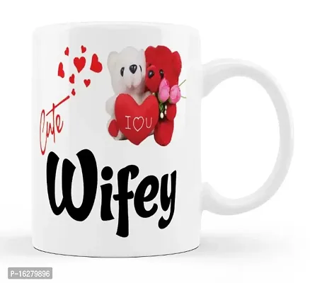 Manvi Creations Cute Wifey Teddy Printed Trendy Coffee Mug Best Gift for Wife on Birthday, Friendship Day, Anniversary, Valentine Day