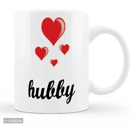 Manvi Creations Hubby Printed Ceramic Coffee Mug Best Gift for Husband, Hubby on Birthday, Friendship day, Anniversary, Valentine Day