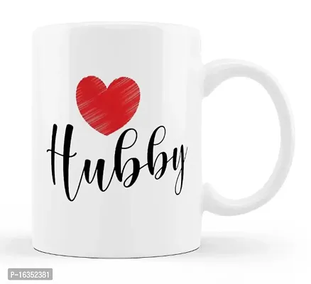 Manvi Creations Hubby Heart Printed Ceramic Coffee Mug Best Gift for Husband, Hubby on Birthday, Friendship day, Anniversary, Valentine Day