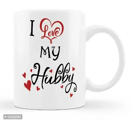 Manvi Creations I Love My Hubby Printed Ceramic Coffee Mug Best Gift for Husband, Hubby on Birthday, Friendship day, Anniversary, Valentine Day