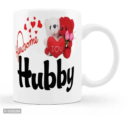 Manvi Creations Handsome Hubby Teddy Printed Ceramic Coffee Mug Best Gift for Husband, Hubby on Birthday, Friendship day, Anniversary, Valentine Day