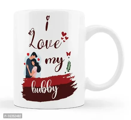 Manvi Creations I Love My Hubby Printed Ceramic Coffee Mug Best Gift for Husband, Hubby on Birthday, Friendship day, Anniversary, Valentine Day