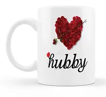 Manvi Creations Hubby Rose Heart Printed Ceramic Coffee Mug Best Gift for Husband, Hubby on Birthday, Friendship day, Anniversary, Valentine Day-thumb1