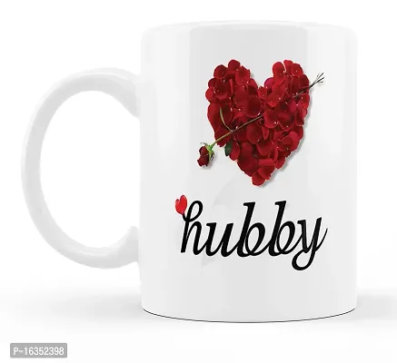 Manvi Creations Hubby Rose Heart Printed Ceramic Coffee Mug Best Gift for Husband, Hubby on Birthday, Friendship day, Anniversary, Valentine Day-thumb2