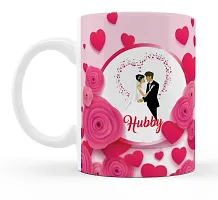 Manvi Creations Pink Rose Hubby Couple Printed Ceramic Coffee Mug Best Gift for Husband, Hubby on Birthday, Friendship day, Anniversary, Valentine Day-thumb1