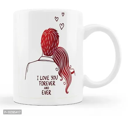 Manvi Creations New Trendy Coffee Mug I Love You Forever And Ever Couple Printed Coffee Mug Gift for Girlfriend Boyfriend, Husband Wife on Birthday, Anniversary, Valentine Day, Friendship day