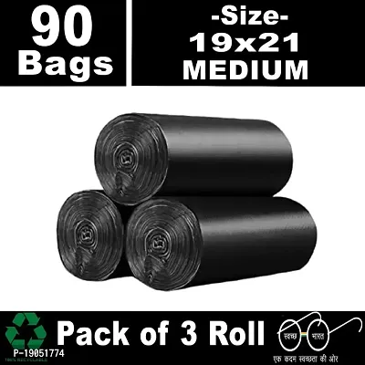 Manvi Creations 3 Roll Black Size 19x21 Biodegradable Garbage Bag | Trash Bag | Dustbin Bag | Waste Bag  for Home, Kitchen and Office-thumb0