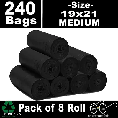 Manvi Creations 8 Roll Black Size 19x21 Biodegradable Garbage Bag | Trash Bag | Dustbin Bag | Waste Bag  for Home, Kitchen and Office-thumb0